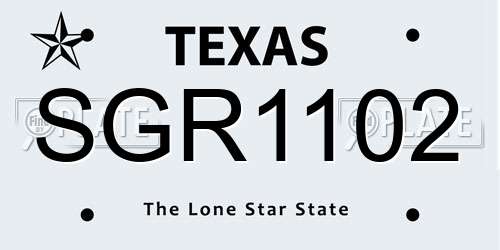 SGR1102 Texas License Plate