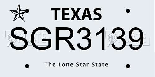SGR3139 Texas License Plate