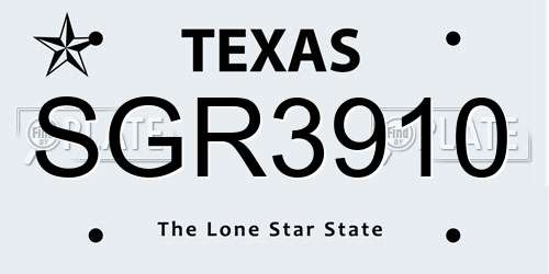 SGR3910 Texas License Plate