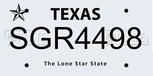 SGR4498 Texas License Plate