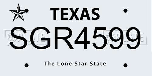 SGR4599 Texas License Plate