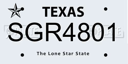 SGR4801 Texas License Plate