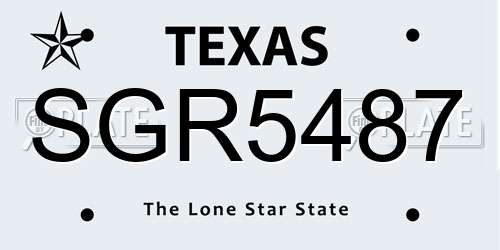 SGR5487 Texas License Plate