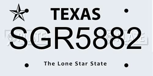 SGR5882 Texas License Plate