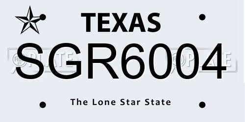 SGR6004 Texas License Plate