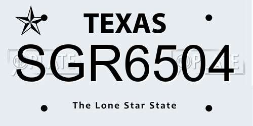 SGR6504 Texas License Plate