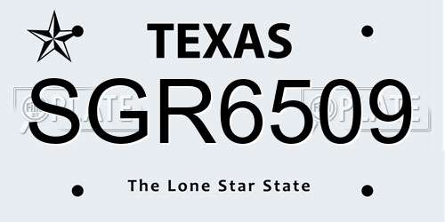 SGR6509 Texas License Plate
