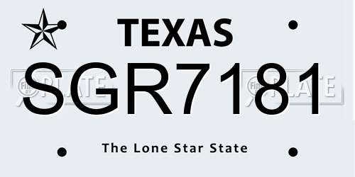 SGR7181 Texas License Plate