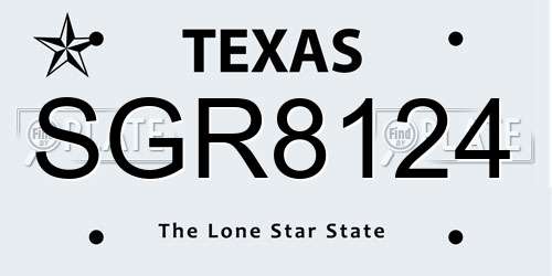 SGR8124 Texas License Plate