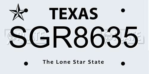 SGR8635 Texas License Plate