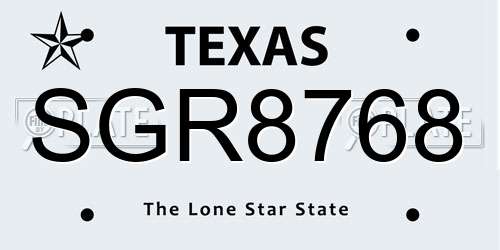 SGR8768 Texas License Plate