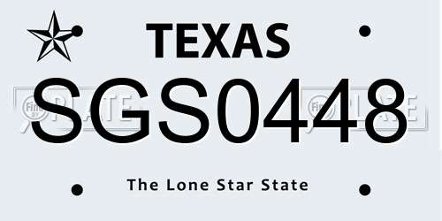 SGS0448 Texas License Plate