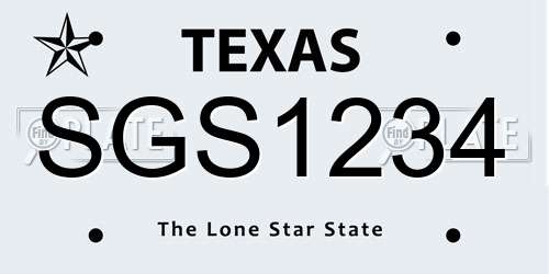SGS1234 Texas License Plate