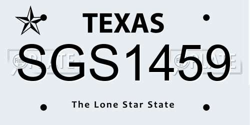 SGS1459 Texas License Plate