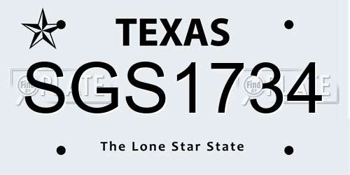 SGS1734 Texas License Plate