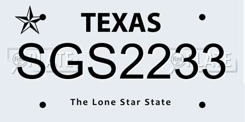 SGS2233 Texas License Plate