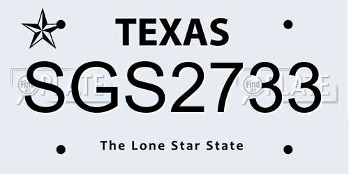 SGS2733 Texas License Plate