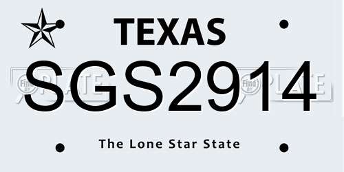 SGS2914 Texas License Plate