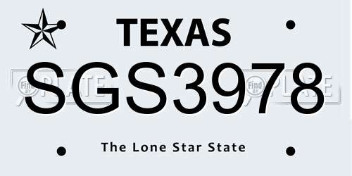 SGS3978 Texas License Plate