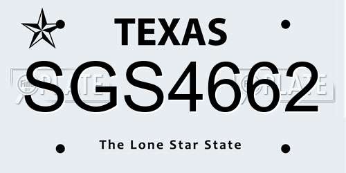 SGS4662 Texas License Plate