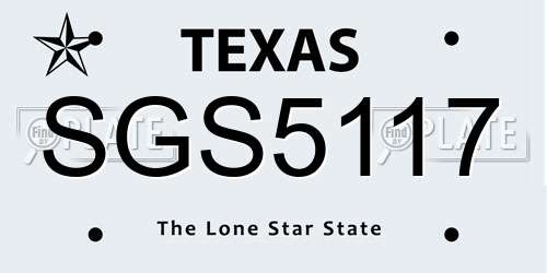 SGS5117 Texas License Plate