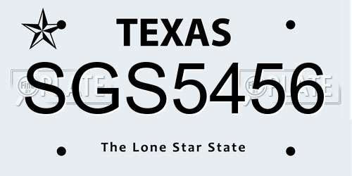 SGS5456 Texas License Plate