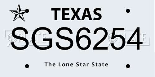 SGS6254 Texas License Plate