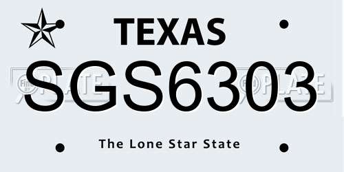 SGS6303 Texas License Plate