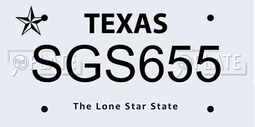 SGS655 Texas License Plate