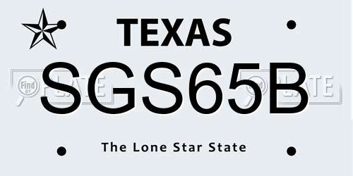 SGS65B Texas License Plate