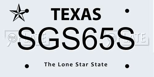 SGS65S Texas License Plate