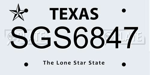 SGS6847 Texas License Plate