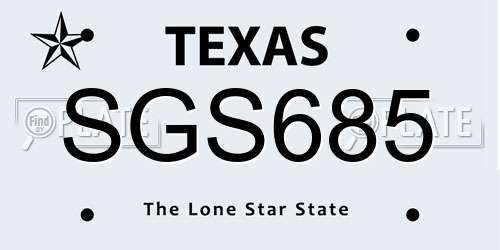 SGS685 Texas License Plate