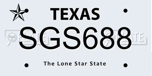 SGS688 Texas License Plate