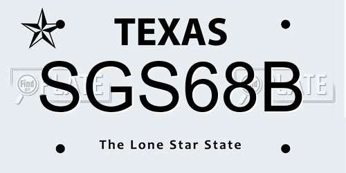 SGS68B Texas License Plate
