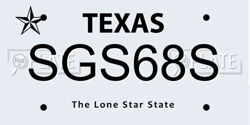 SGS68S Texas License Plate