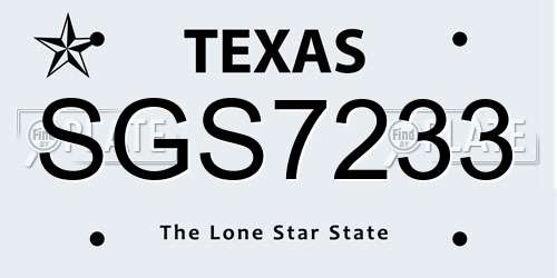 SGS7233 Texas License Plate