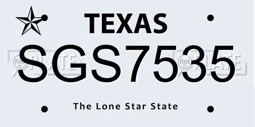 SGS7535 Texas License Plate