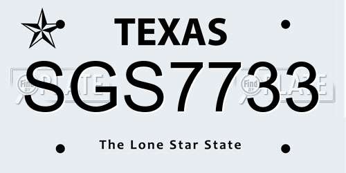 SGS7733 Texas License Plate