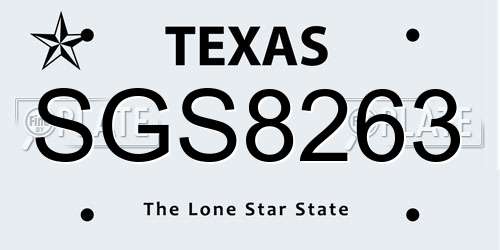 SGS8263 Texas License Plate