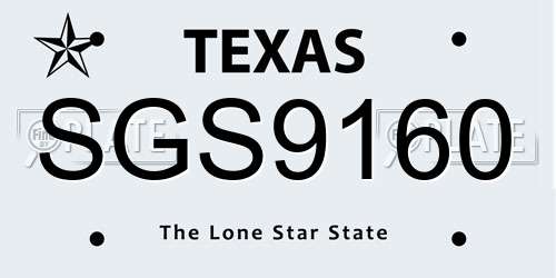 SGS9160 Texas License Plate