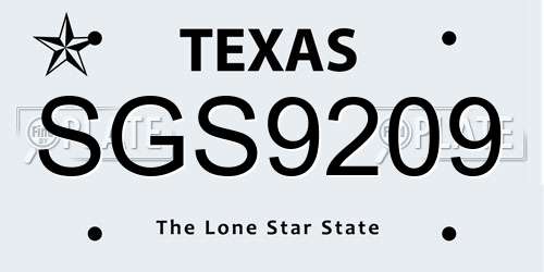 SGS9209 Texas License Plate