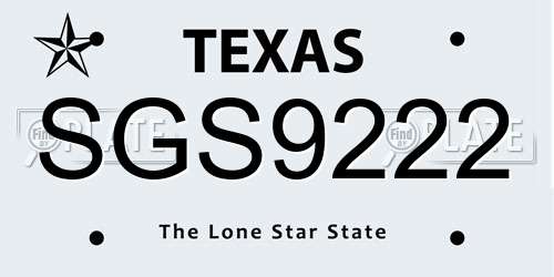 SGS9222 Texas License Plate