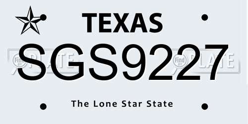 SGS9227 Texas License Plate