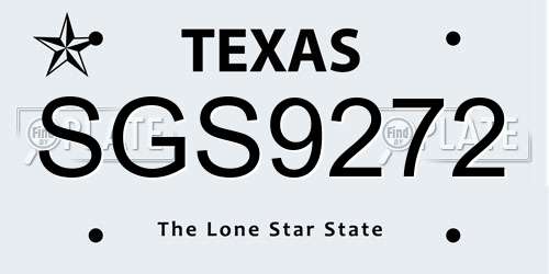 SGS9272 Texas License Plate