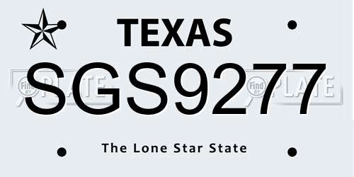 SGS9277 Texas License Plate