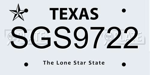 SGS9722 Texas License Plate
