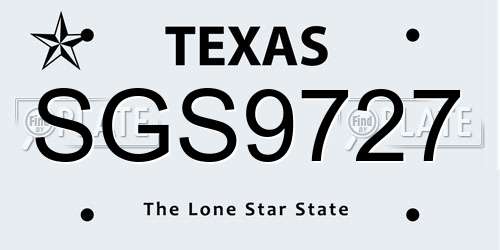 SGS9727 Texas License Plate