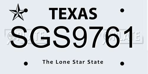 SGS9761 Texas License Plate