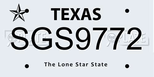 SGS9772 Texas License Plate